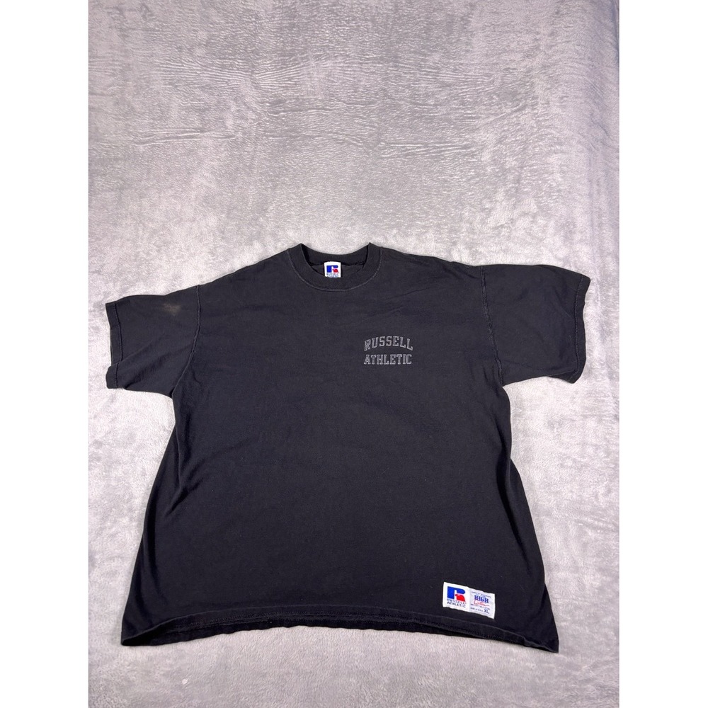 Vtg Russell Athletic Washed Black T-Shirt Mens Sz XL Made In USA